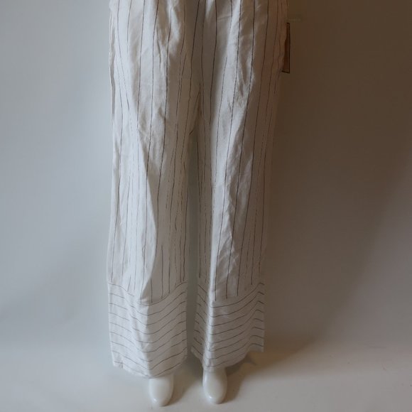 NWT Womens Vintage Havana White & Gray Striped Wide Leg Pants Sz L * - Picture 3 of 10